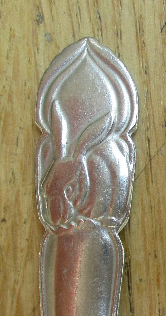Vintage kindervorkje gero zilmeta haas konijn haasje, Ophalen of Verzenden, Gebruikt, Gero, Rvs of Chroom
