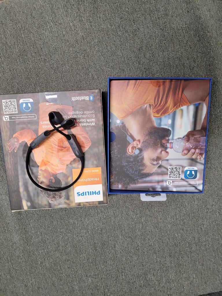 Philips Sportkoptelefoon Bone Conduction + LED Grijs/Zwart, Audio, Tv en Foto, Koptelefoons, Ophalen, Philips, Nieuw, Op oor (supra aural)