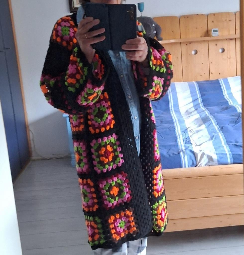 Gehaakt lang, granny vest multicolor., nu 32.50!, Ophalen of Verzenden, Nieuw, Haken, Overige typen