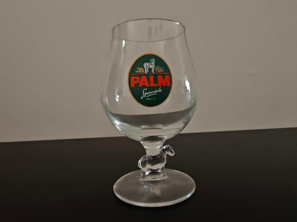 Palm bierglas met paardje in voetstuk, Verzamelen, Biermerken, Gebruikt, Glas of Glazen, Palm, Ophalen