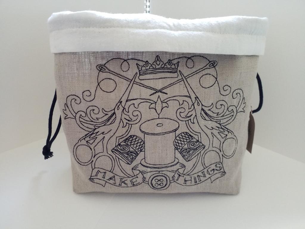 Project bag linnen met borduurwerk., Ophalen of Verzenden