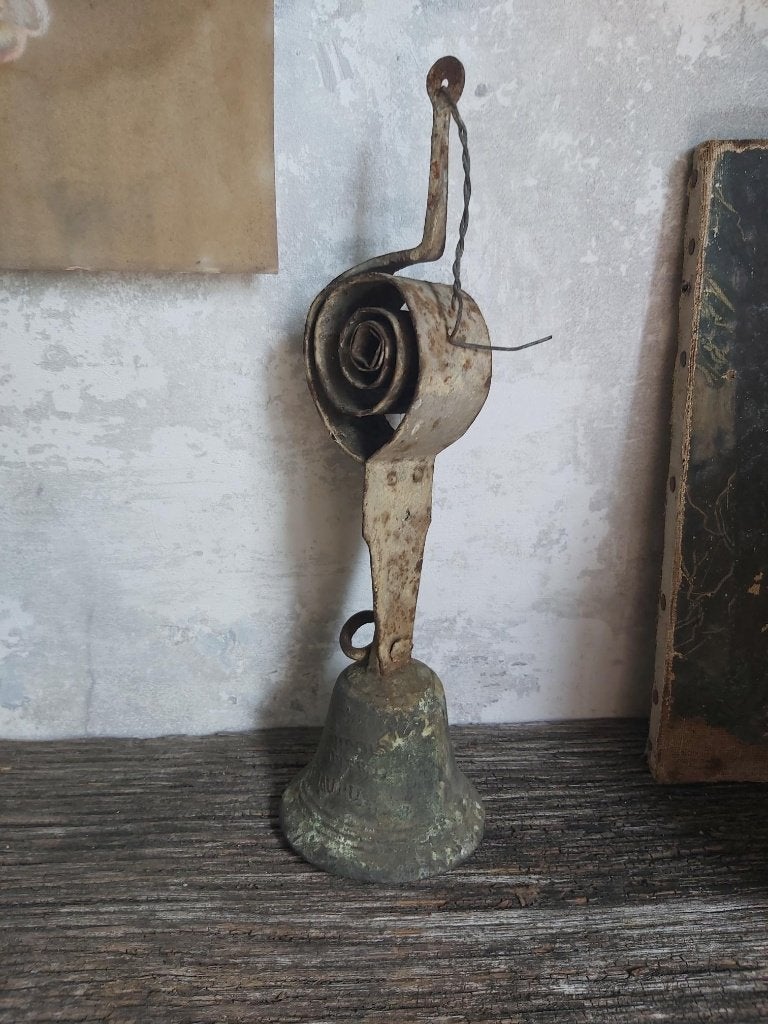 Authentieke oude franse winkel deurbel 30cm, Antiek en Kunst, Ophalen of Verzenden, Brons