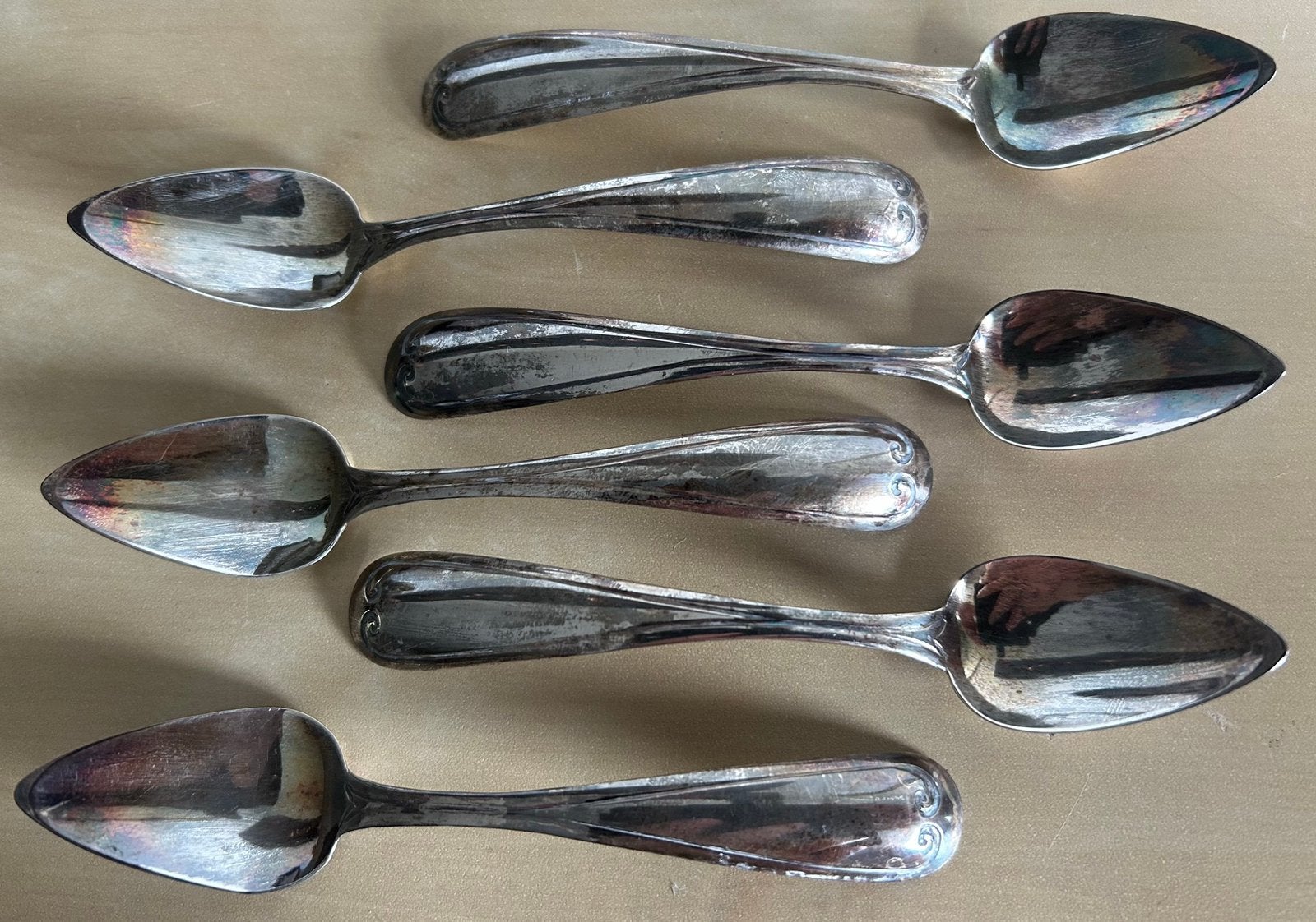 6 zilveren dessert lepeltjes Nederlands zilver 1884, Ophalen of Verzenden, Zilver