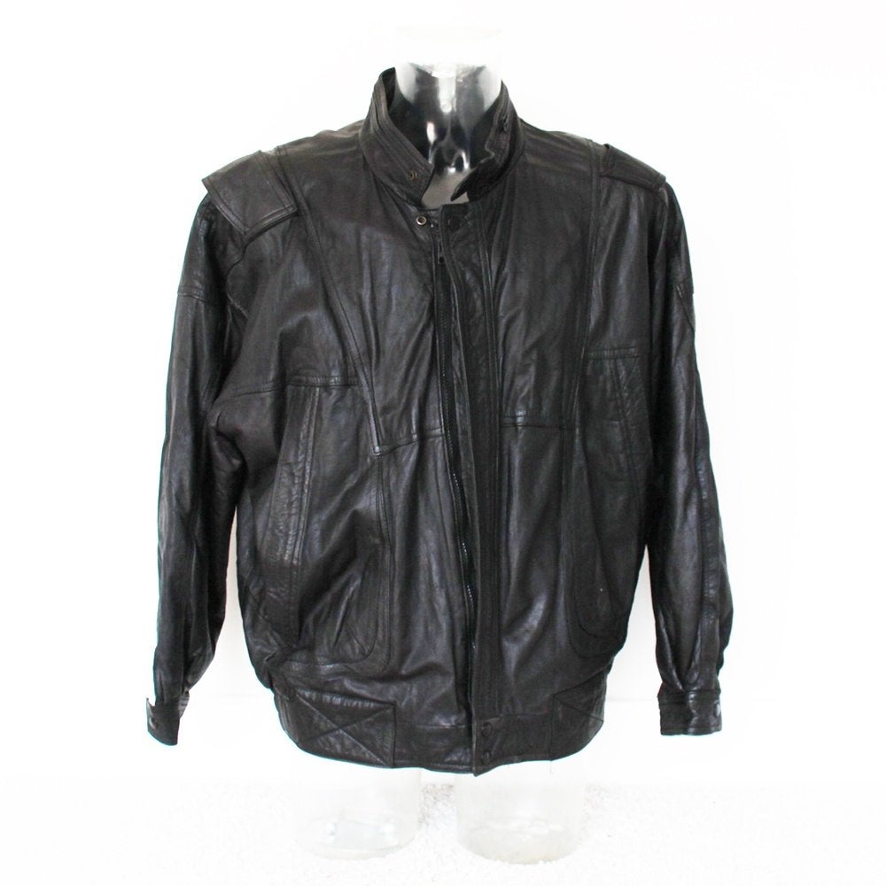 Mooie Soepele Leren Pak Tan Vintage Heren Jas181* (L) € 65,-, Pak Tan, Maat 52/54 (L), Zwart, Ophalen of Verzenden