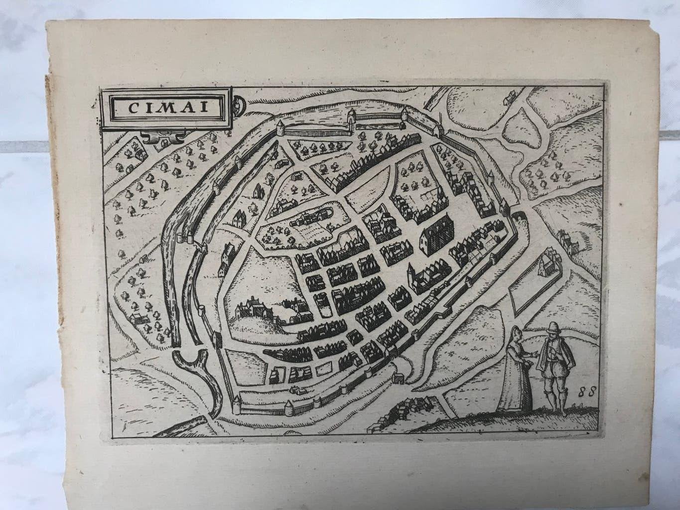 Antieke gravure Cimai, Guicciardini, 1613, afb. 17 x 12 cm., Origineel, Cartografie, Gravure, 12 cm