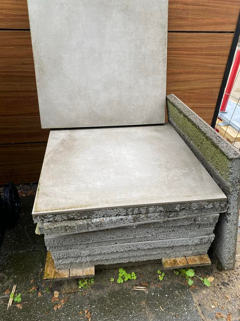 partij keramische terrastegels, grijs/licht beige 60x60x4, Tuin en Terras, Tegels en Klinkers, Ophalen, Keramiek, 5 tot 10 m²