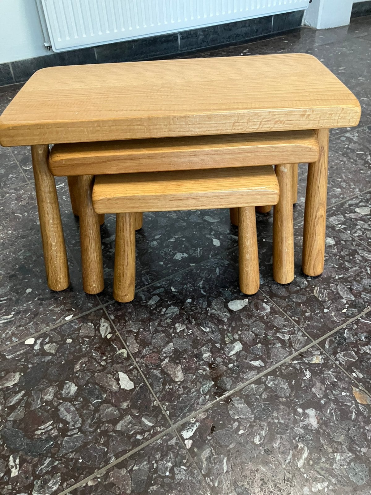 Massief eiken tafel set. Jaren 70, Ophalen of Verzenden, Zo goed als nieuw, Rechthoekig, 75 cm of meer