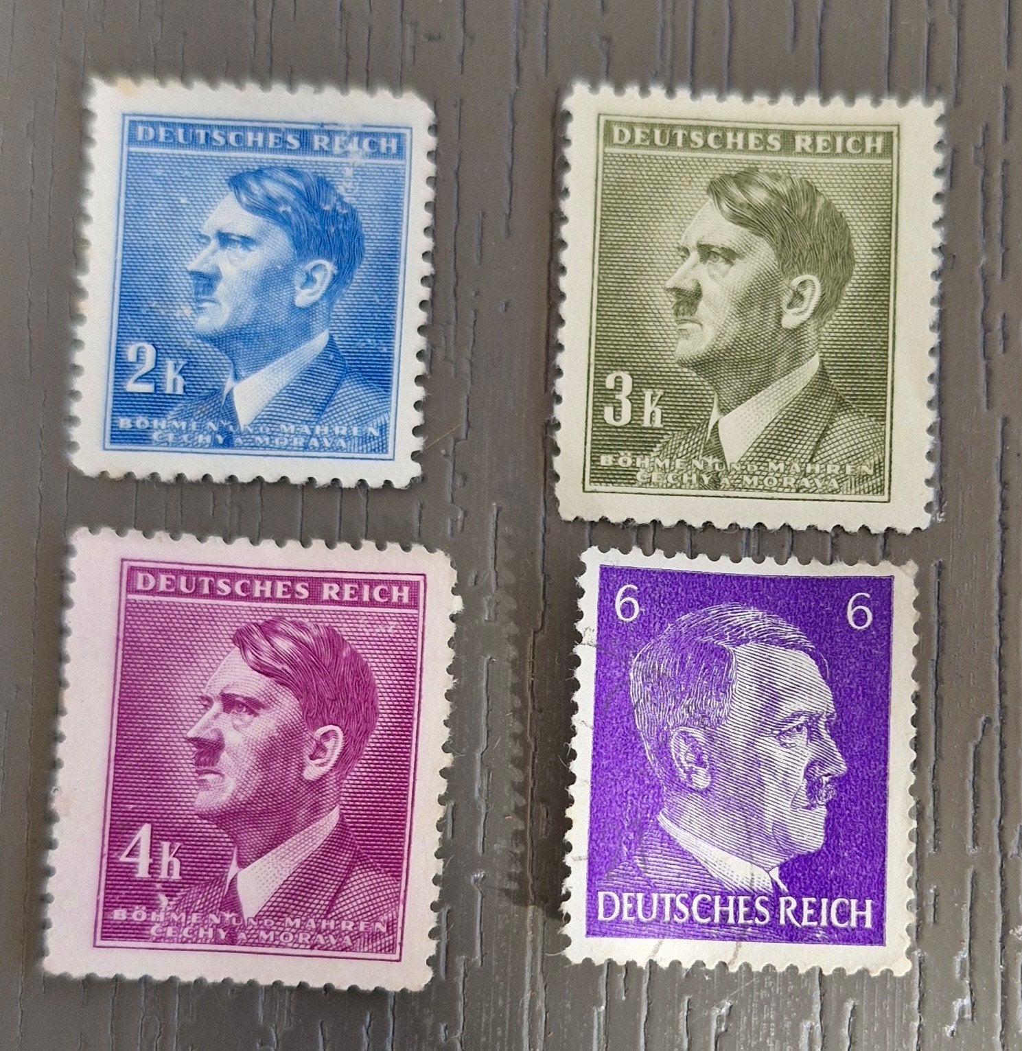 Duitse postzegels met Hitler-portret, 2k, 3k, 4k, 6k, Ophalen of Verzenden, Duitse Keizerrijk, Postfris