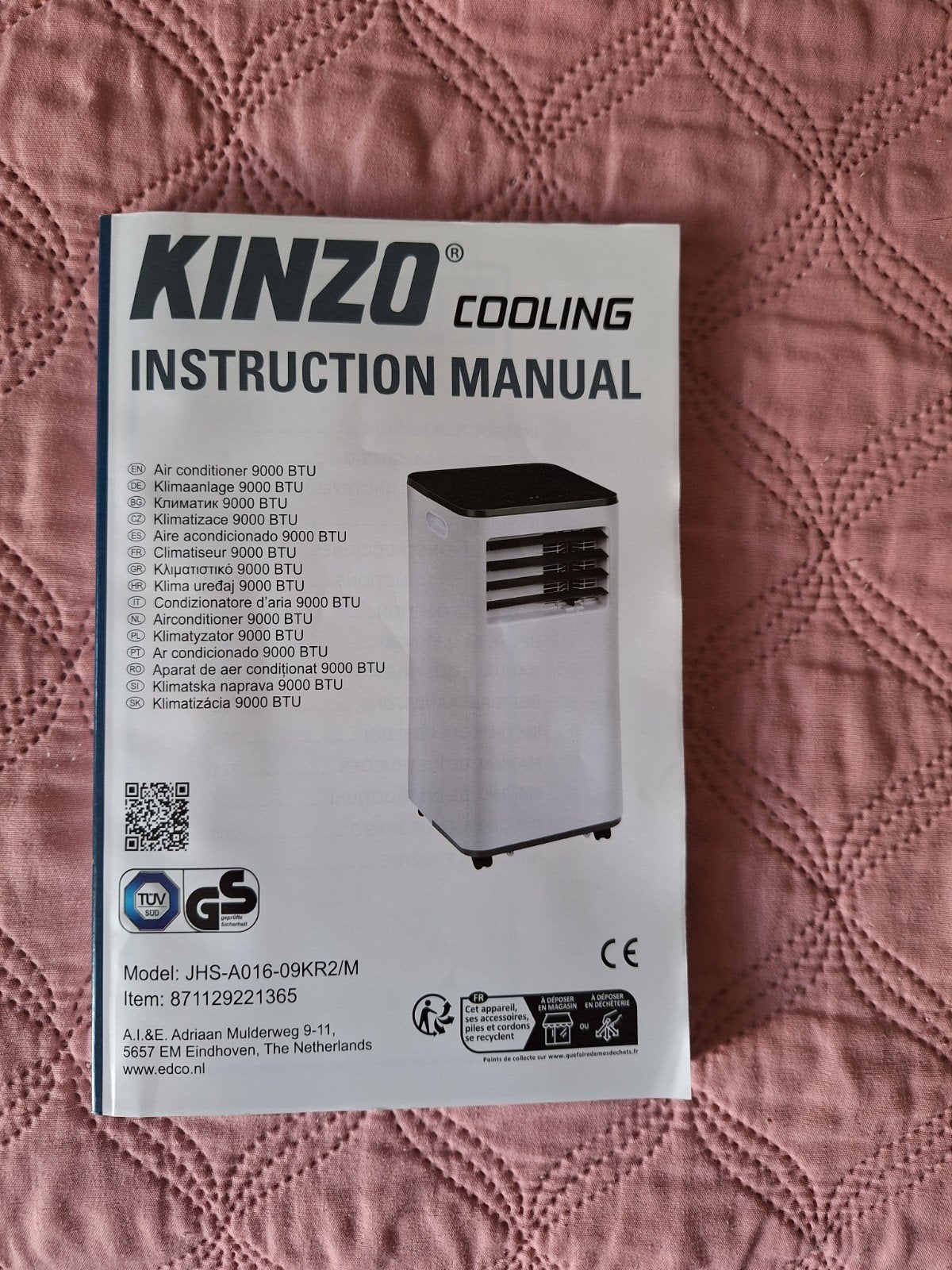 Kinzo Cooling Mobiele Airco 9000 BTU met Afstandsbediening, Ophalen, Minder dan 60 m³, Zo goed als nieuw, Koelen en Ontvochtigen