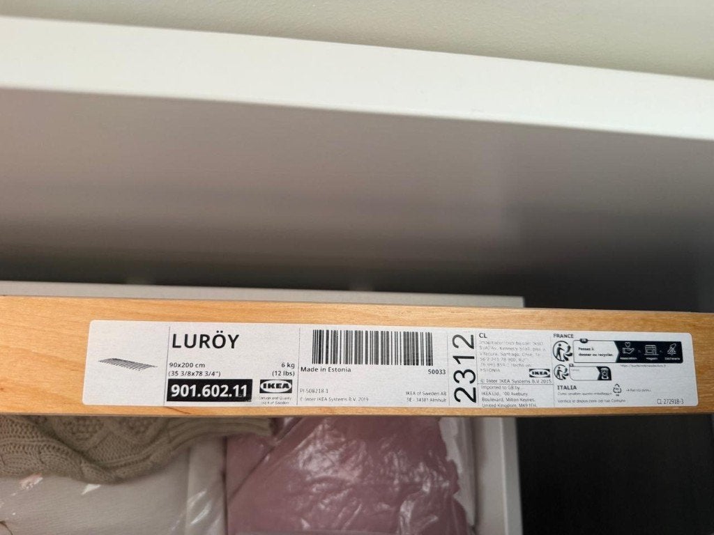 IKEA Luröy bedframe 90x200 cm - Zo goed als nieuw, 90 cm, Eenpersoons, Wit, Ophalen of Verzenden