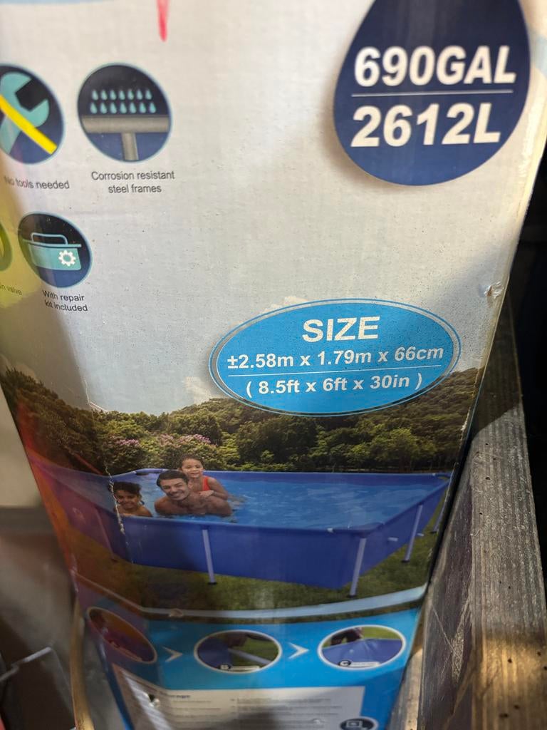 Bestway Opzetzwembad Rechthoekig 2.58m x 1.79m x 66cm, Nieuw, Ophalen of Verzenden, Opzetzwembad, 200 tot 400 cm