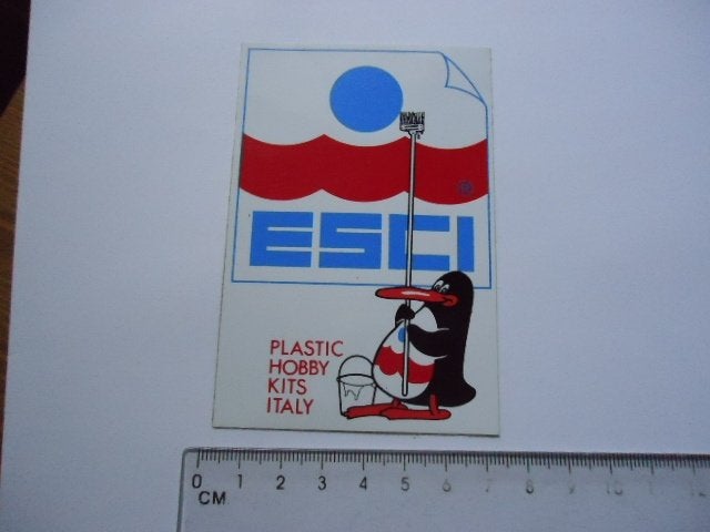 sticker oud ESCI ITALY modelbouw kits pinquin retro, Verzamelen, Verzenden, Zo goed als nieuw, Bedrijf of Vereniging