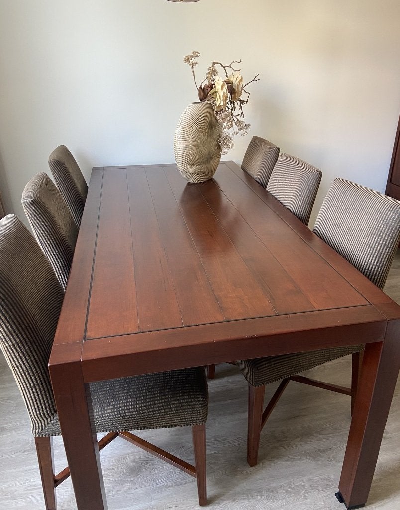 Elegante eettafel met 6 stoelen, Ophalen, Gebruikt, 50 tot 100 cm, Vijf personen of meer