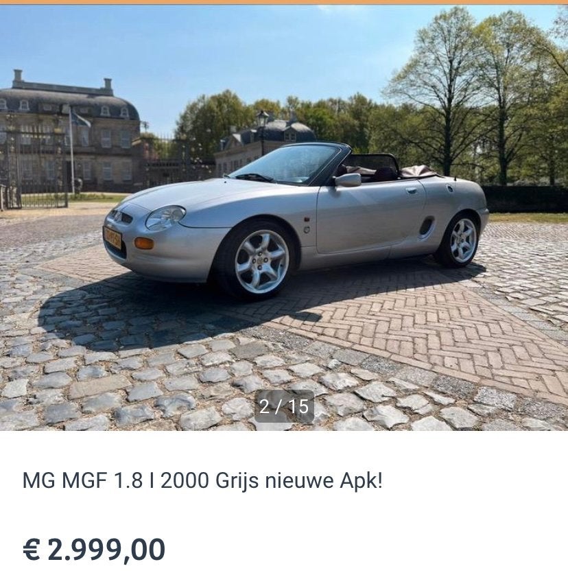 MG F 1.8 I 2000 Grijs, Auto's, Achterwielaandrijving, 40 €/maand, 4 cilinders, Cabriolet