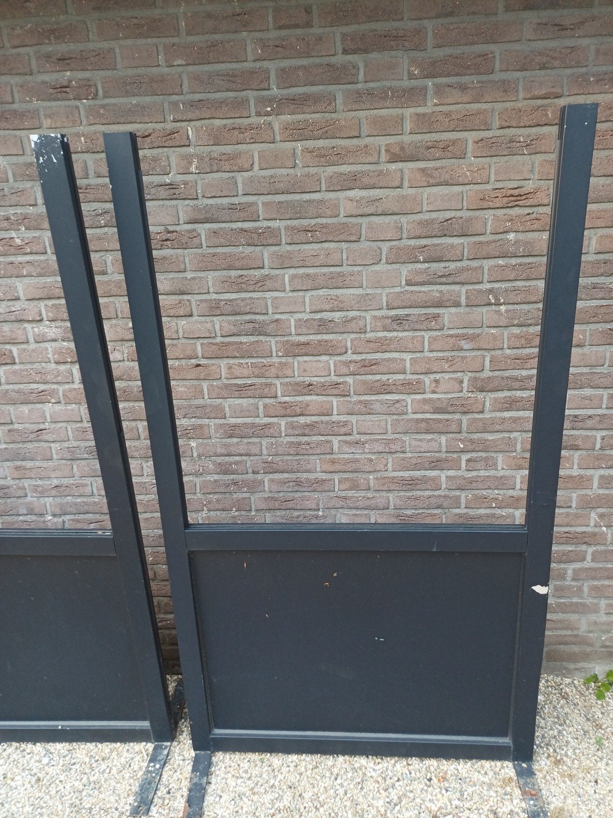 3 windschermen, 1 met plastic glas, 1x1.80m, Ophalen, Gebruikt