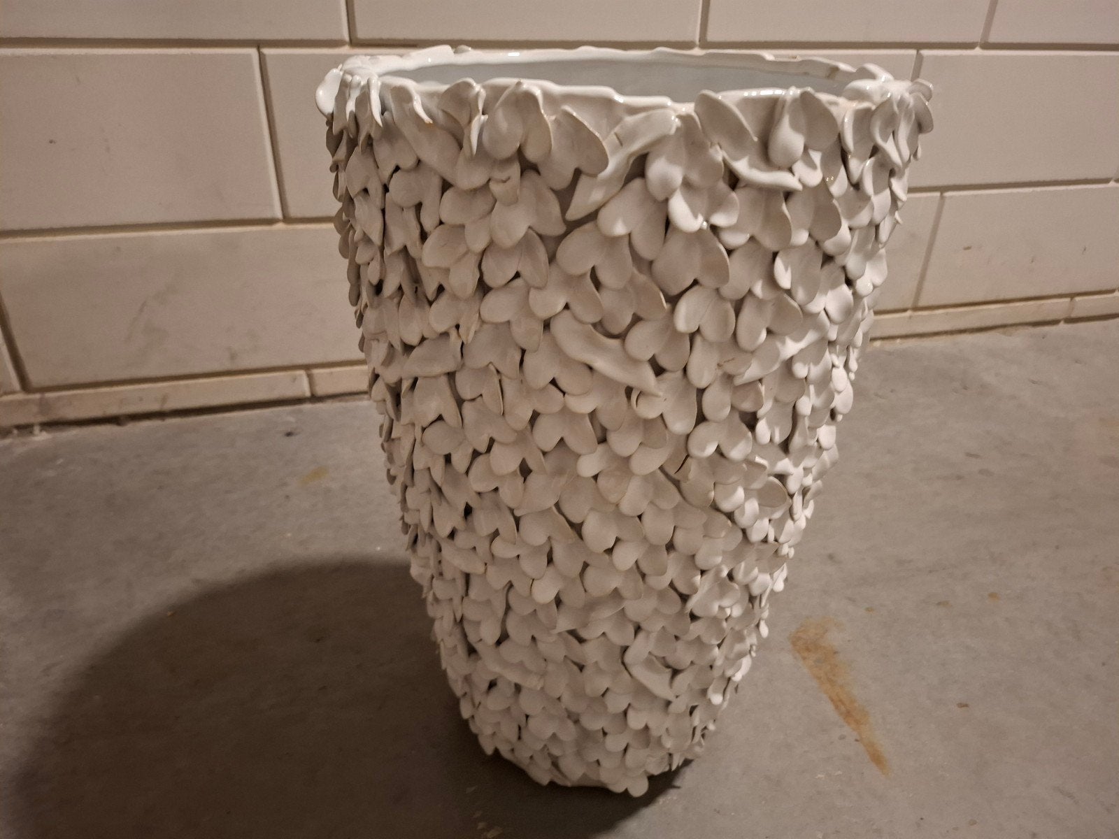 Eric kuster style vaas, Ophalen, Wit, Zo goed als nieuw, 50 cm