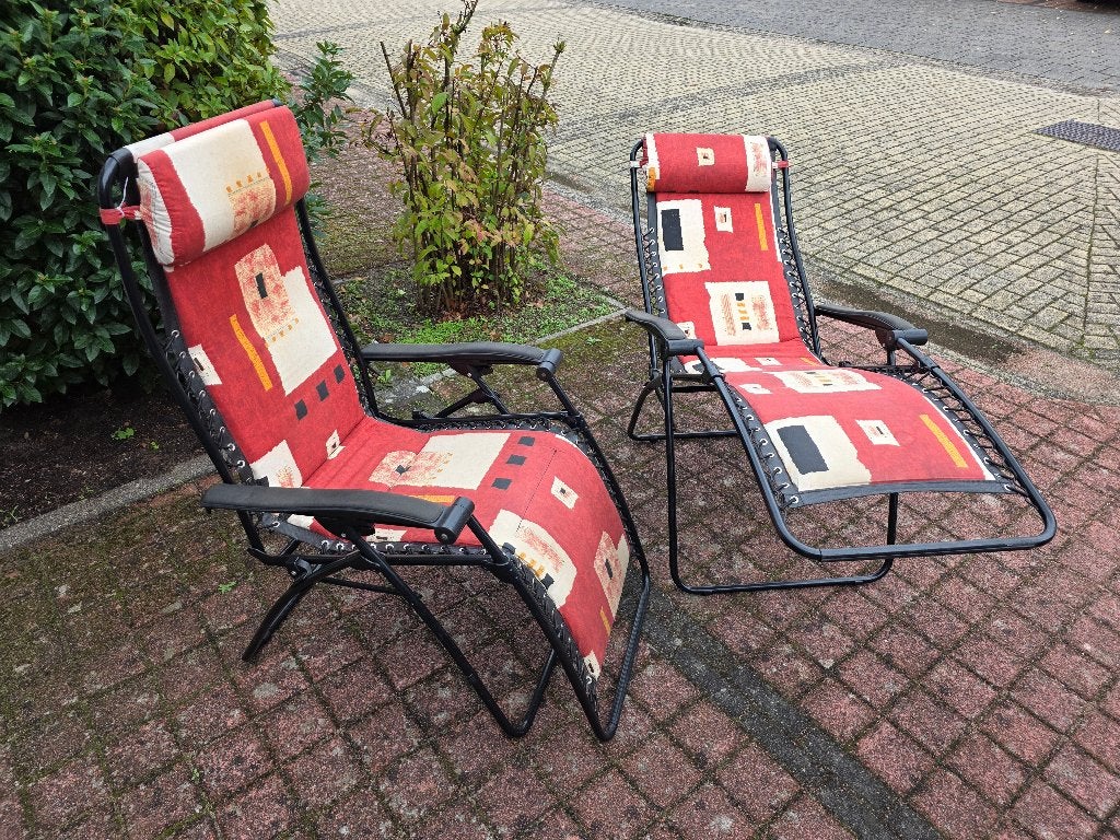 2x Verstelbare Lafuma relaxstoelen - Comfortabel en Inklapba, Ophalen, Gebruikt, Metaal, Inklapbaar