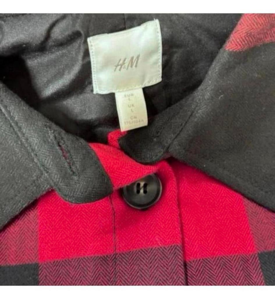 H&M vest trui jack - L mannen heren Rood Zwart geblokt blok, Maat 52/54 (L), Ophalen of Verzenden, Zo goed als nieuw, H
