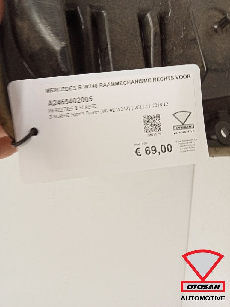 Mercedes B W246 Raammechanisme Rechts Voor A2465402005, Gebruikt, Mercedes-Benz AG, Mercedes-Benz, Ophalen of Verzenden