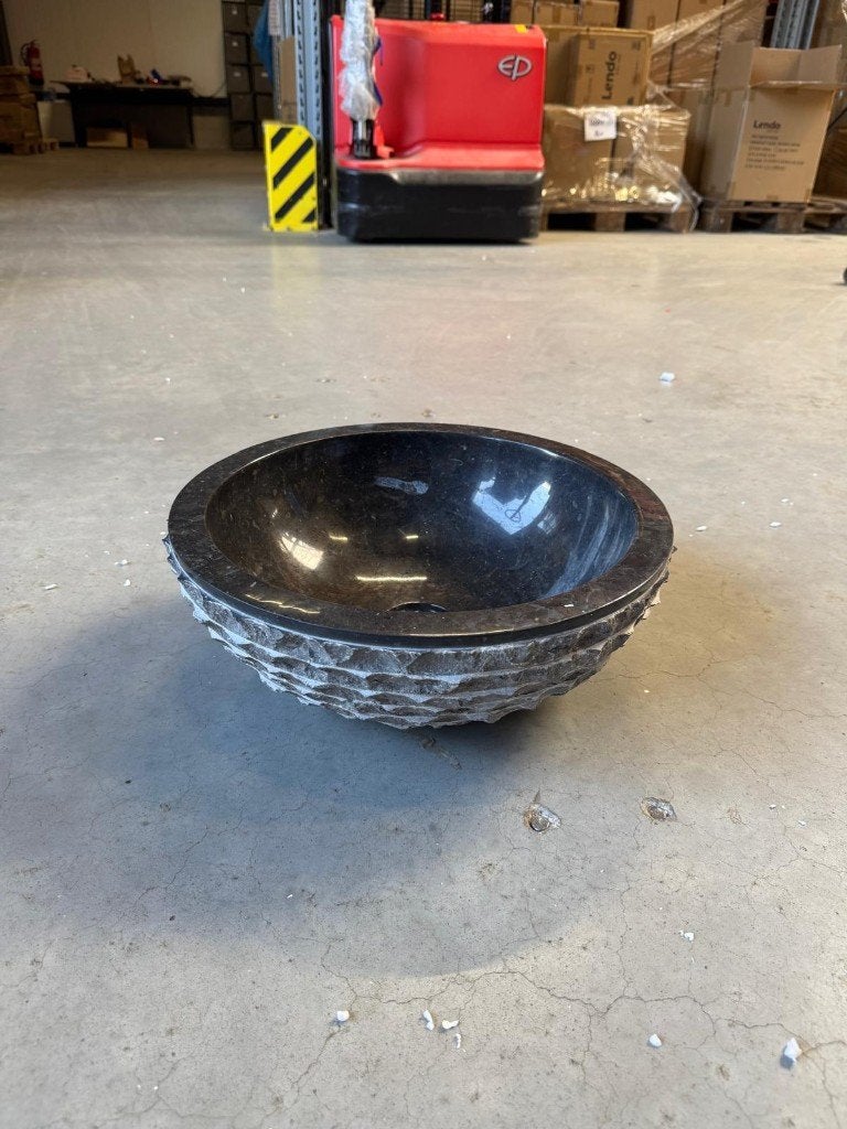 Wasbak Riviersteen en Marmer Zwart 40x40cm, Steen, Wastafel, Info@lendo-online.eu, Nieuw