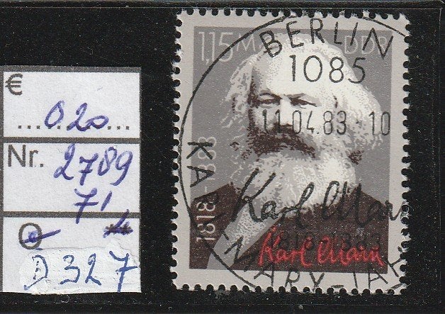 DDR Marx Zegel Blok 71 Michel 2789 Nr.D327g, Verzenden, DDR, Gestempeld