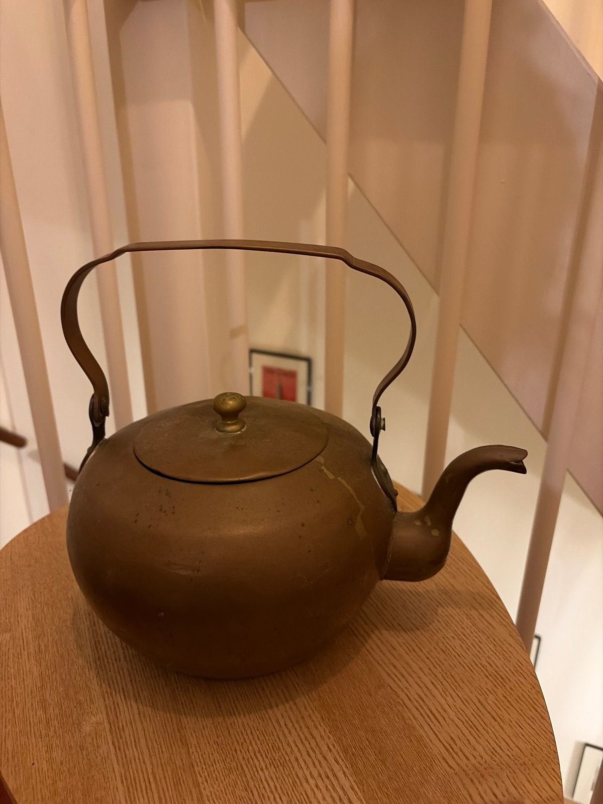 Antieke koperen theepot met handvat, Antiek en Kunst, Ophalen of Verzenden, Koper
