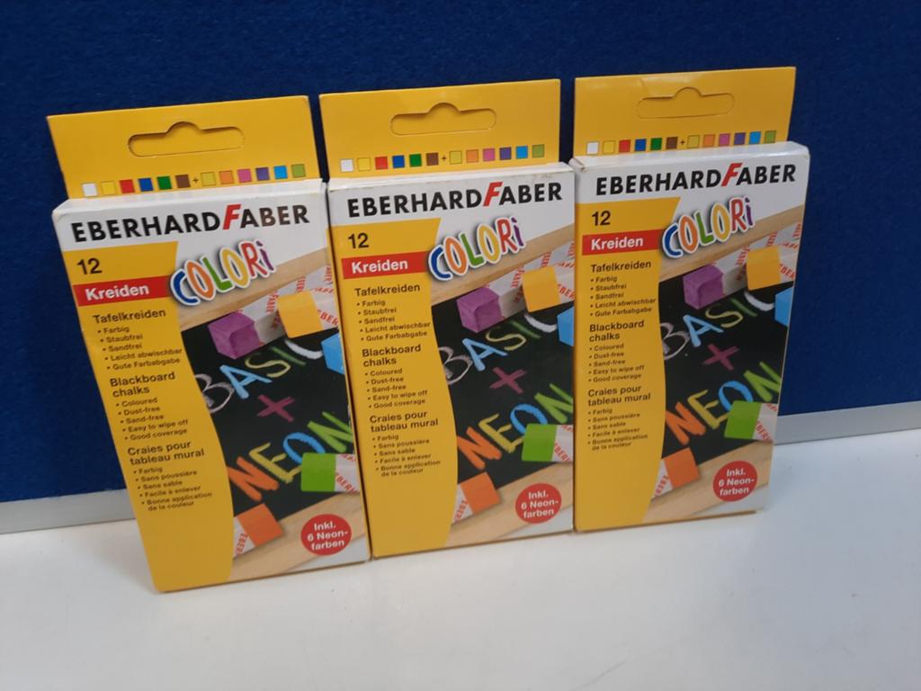 Eberhard Faber Kleurrijke Schoolbordkrijtjes (3x12 stuks), Ophalen of Verzenden, Nieuw, Overige typen
