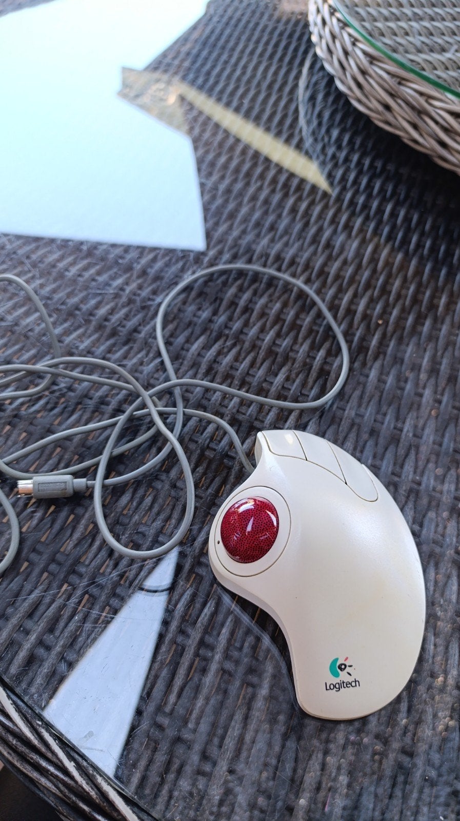 Vintage Logitech TrackMan Marble Trackball Muis - Bedraad, Computers en Software, Muis, Gebruikt, Ergonomisch, Logitech