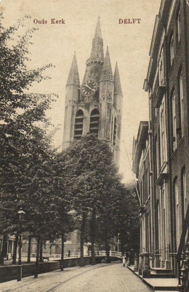 Oude Kerk Delft - gelopen, Ophalen of Verzenden, 1920 tot 1940, Gelopen, Zuid-Holland