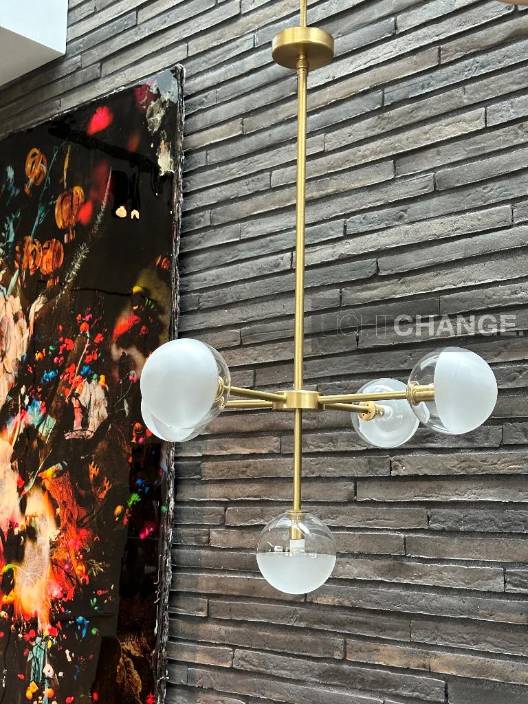II Fanale Molecola hanglamp in natuurlijk messing en glas, Huis en Inrichting, Lampen | Hanglampen, Ophalen, Zo goed als nieuw