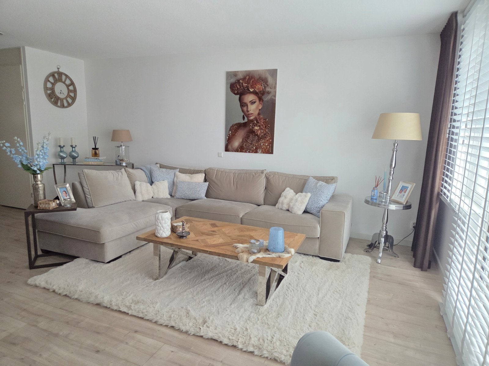 Glazen schilderij vrouw 80x120cm, Huis en Inrichting, Ophalen, Zo goed als nieuw, Schilderij, 100 tot 125 cm