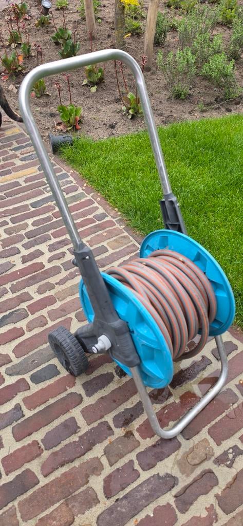 Tuinslang met trolley. Ca 12meter slang., Ophalen of Verzenden, Gebruikt, Tuinslang