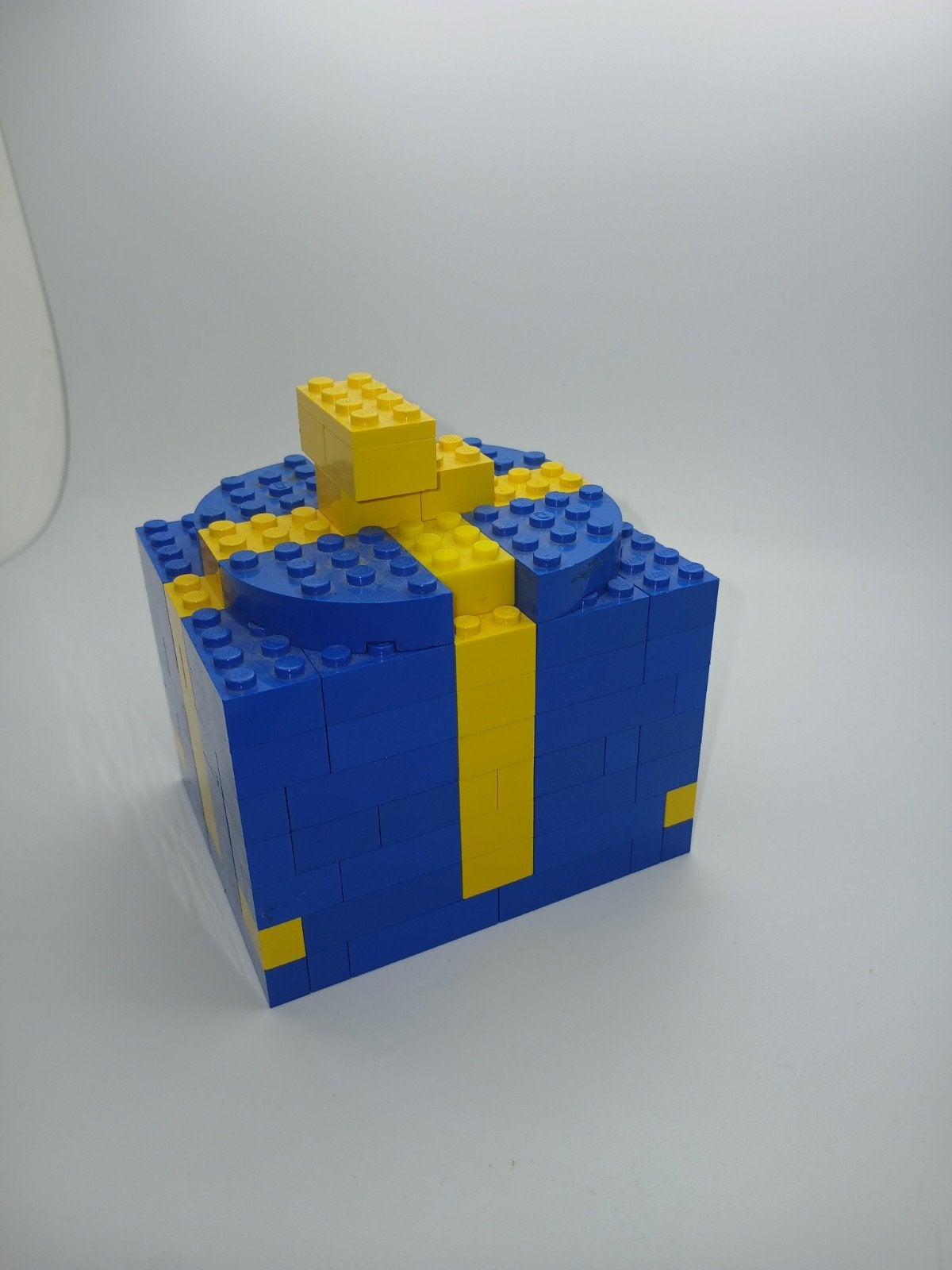 Lego cadeau doosje - Blauw met geel lint, Ophalen of Verzenden, Zo goed als nieuw, MOC (eigen creatie), Lego