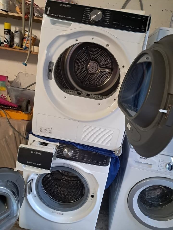 Topset van Samsung wasmachine en warmtepompdroger 9 kilo, Witgoed en Apparatuur, Wasmachines, Ophalen, 1200 tot 1600 toeren, 8 tot 10 kg