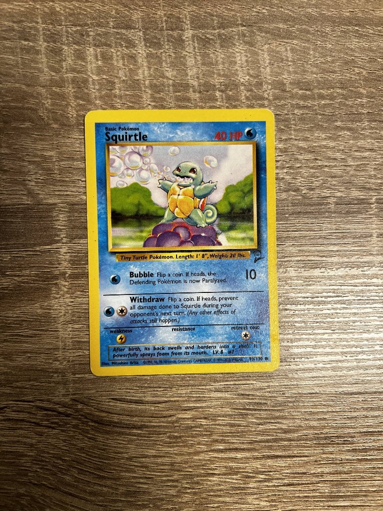 Squirtle 93/130 uit Base Set 2, Ophalen of Verzenden, Gebruikt, Losse kaart