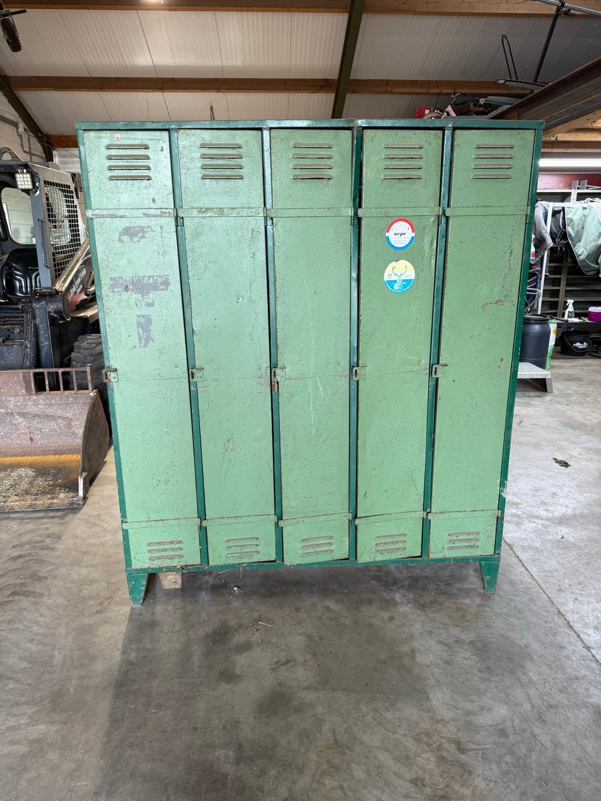 Vintage Groene Industriële Locker Kast met 5 Deuren, Ophalen, Gebruikt