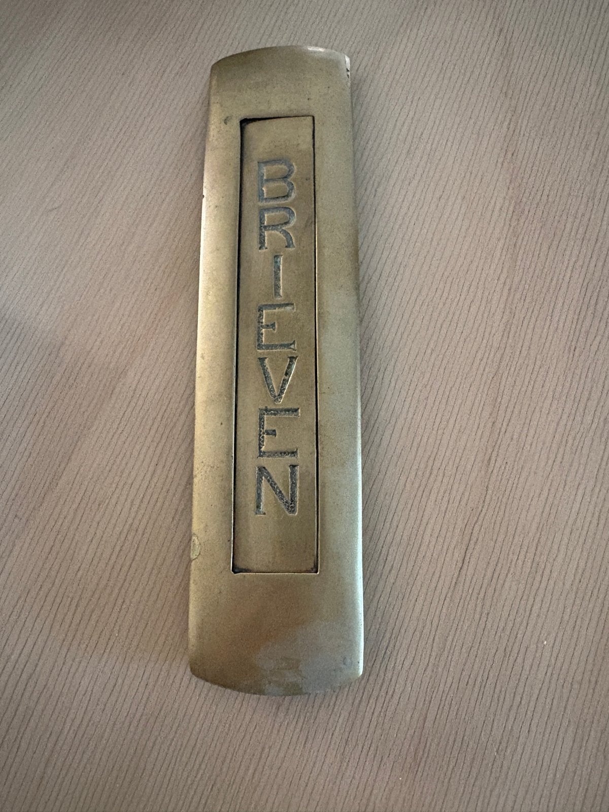 Antieke Messing Brievenbusklep 'Brieven', Ophalen of Verzenden, Gebruikt