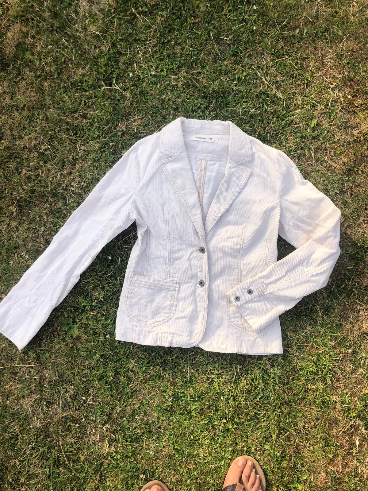 Kolbertje 100% katoen jasje ribstof wit kreme vero moda 40, Ophalen of Verzenden, Zo goed als nieuw, Maat 38/40 (M), Wit