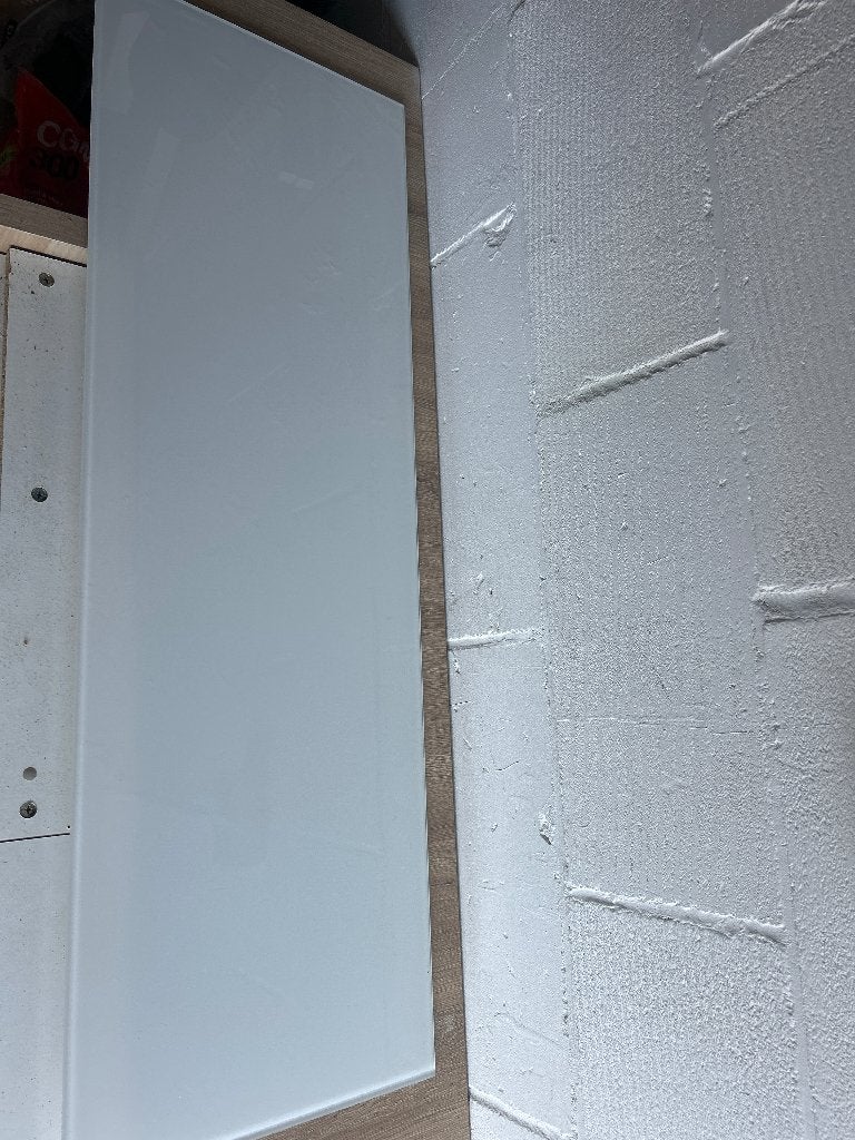 BESTÅ Bovenblad, glas/wit, 120x40 cm, Huis en Inrichting, Kasten | Televisiemeubels, Ophalen, 50 tot 100 cm, Glas, Minder dan 100 cm