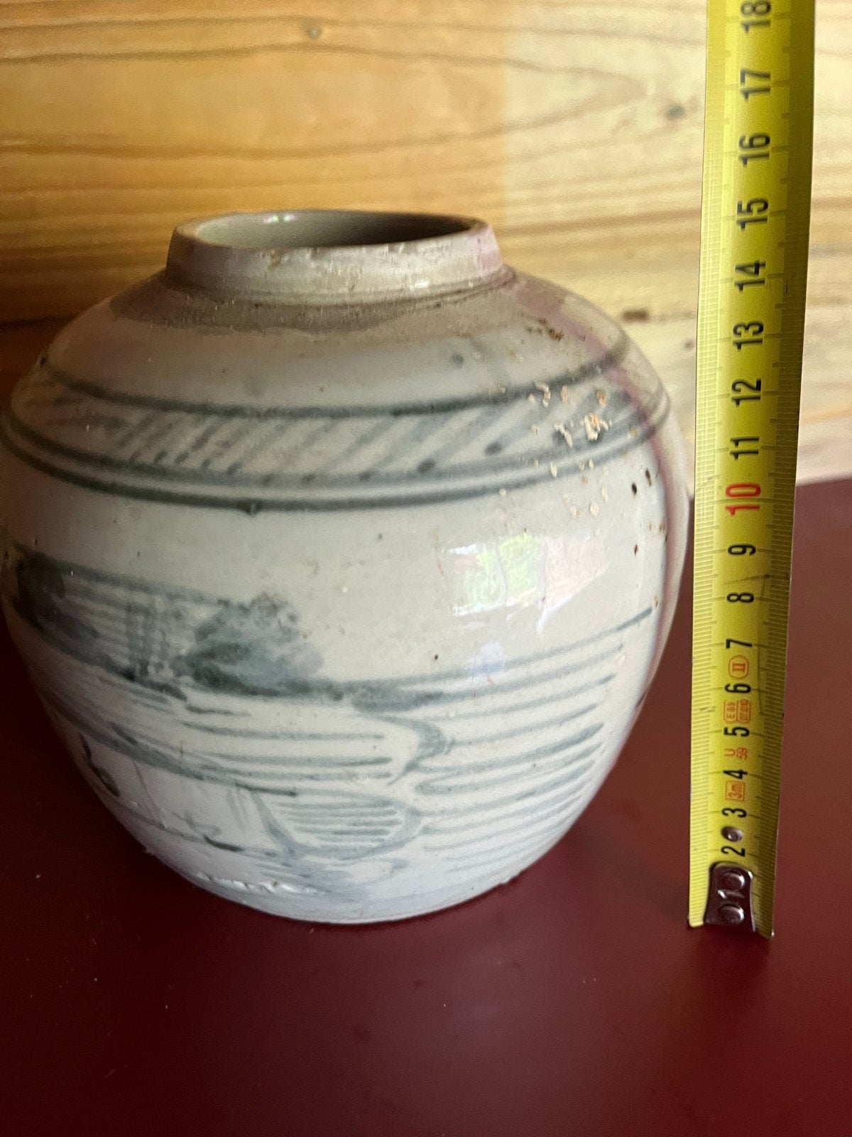 Antieke Chinese vaas met blauw-witte decoratie, Ophalen of Verzenden