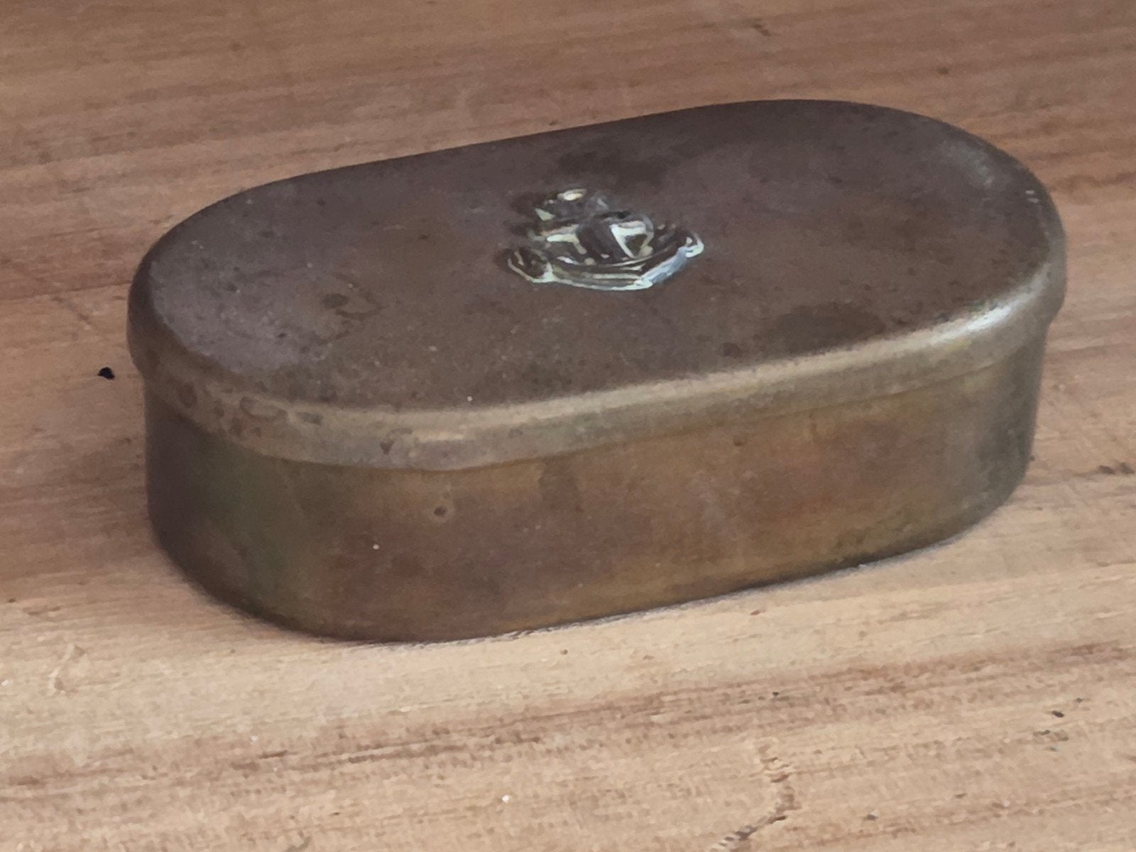 Antieke koperen doos met ankerdecoratie, Ophalen of Verzenden, Koper
