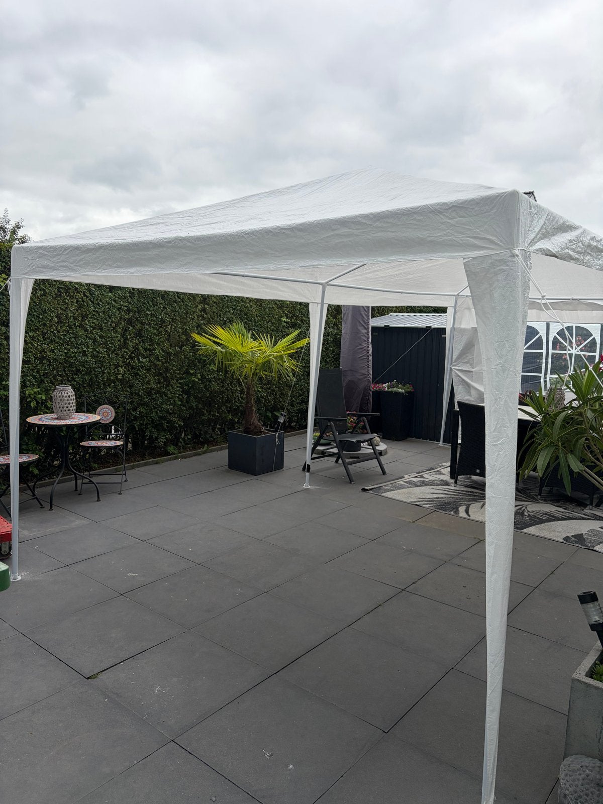 Witte Partytent - 6x3meter met 4 zijkanten met raam werk, Tuin en Terras, Partytenten, Gebruikt, Opvouwbaar, Partytent, 4 tot 6 meter