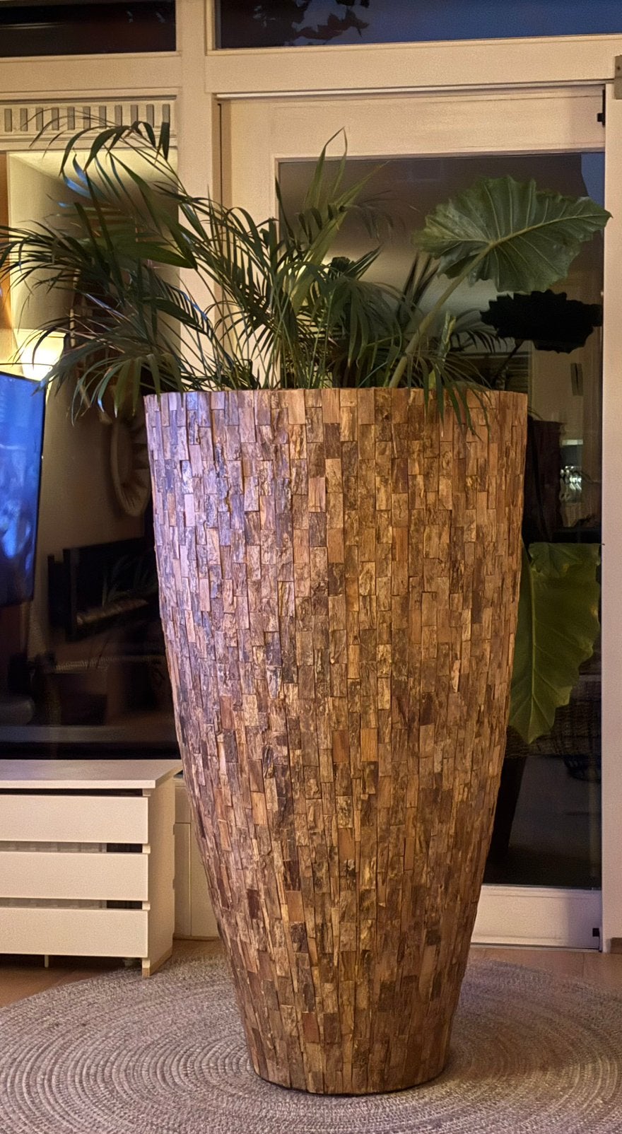 Design houten plantenbak, Ophalen, Zo goed als nieuw, Rond, Hout
