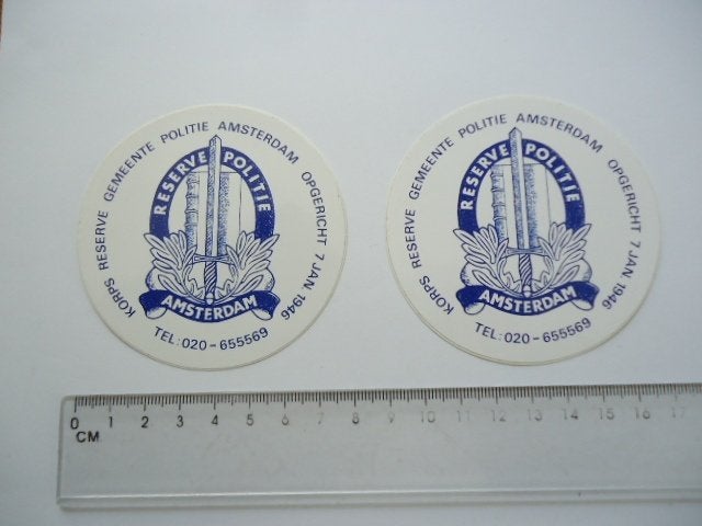 sticker oud Korps reserve gemeente politie mokum amsterdam, Verzamelen, Verzenden, Zo goed als nieuw, Bedrijf of Vereniging