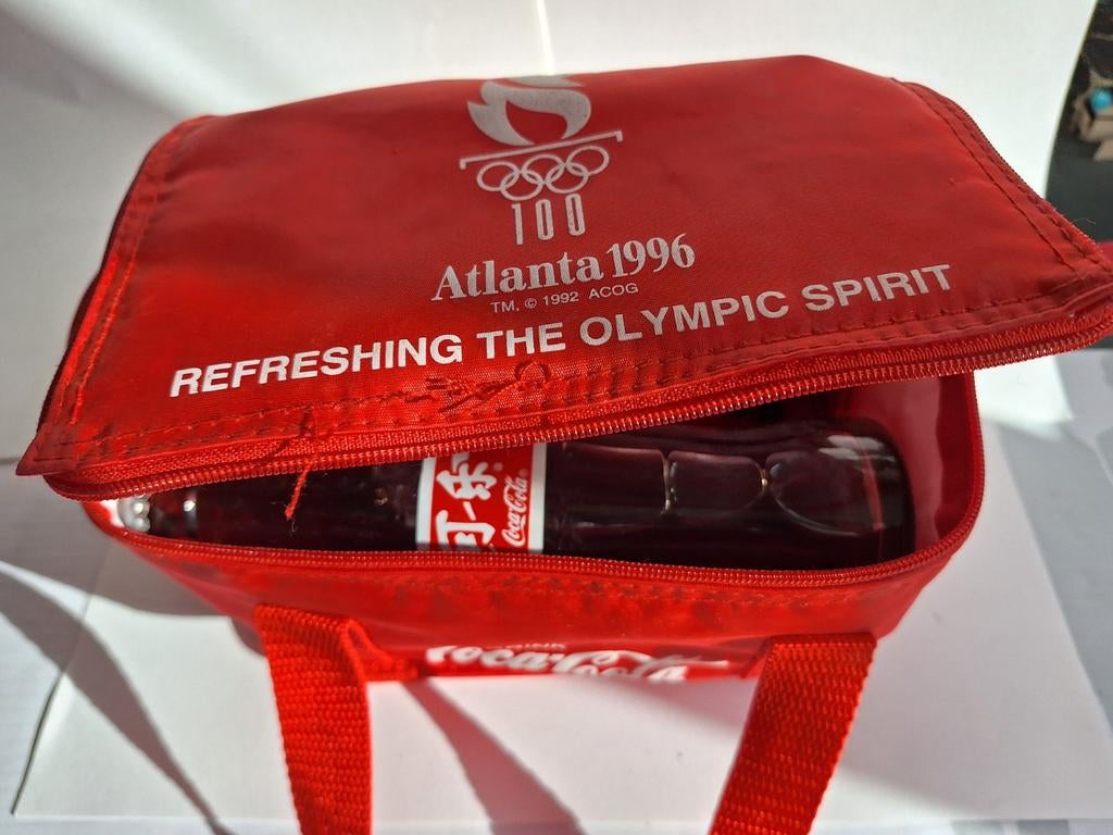 Coca-Cola tas Olympische Spelen Atlanta 1996 + flesjes, Ophalen of Verzenden, Gebruikt, Gebruiksvoorwerp