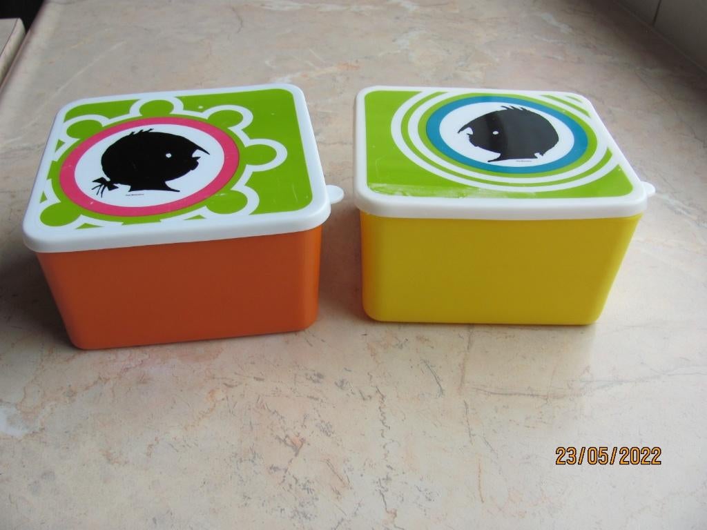 HEMA 2x JIP JANNEKE opbergdoosjes SNACKBOX geel oranje IZGS, Kunststof, Ophalen of Verzenden, Meerkleurig, Overige merken