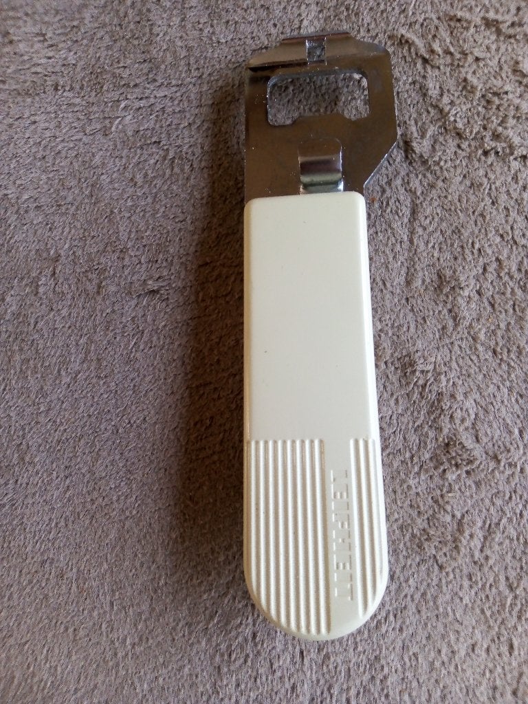 Vintage 80's -Leifheit Multi-Opener(Design Slany) Wit/Chroom, Ophalen of Verzenden, Metaal, Wit, Overige merken