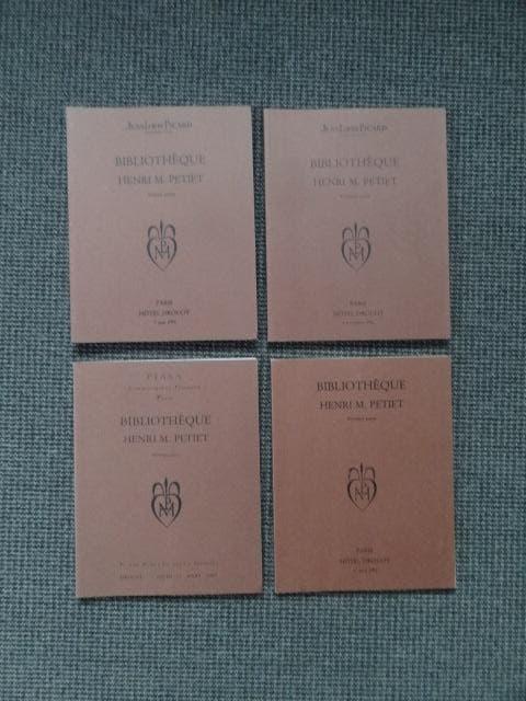 4 catalogi Bibliothèque Henri M. Petiet, boekbanden, boeken, Verzenden, Zo goed als nieuw, Grafische vormgeving
