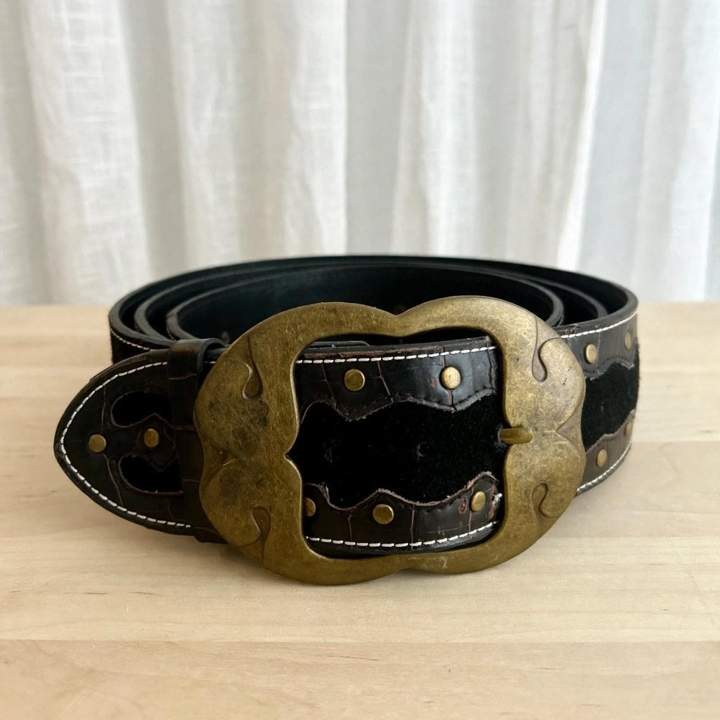 Vintage Western Statement Riem Zwart 5,5 cm Breed, Zwart, Heupriem, Ophalen of Verzenden, Gedragen