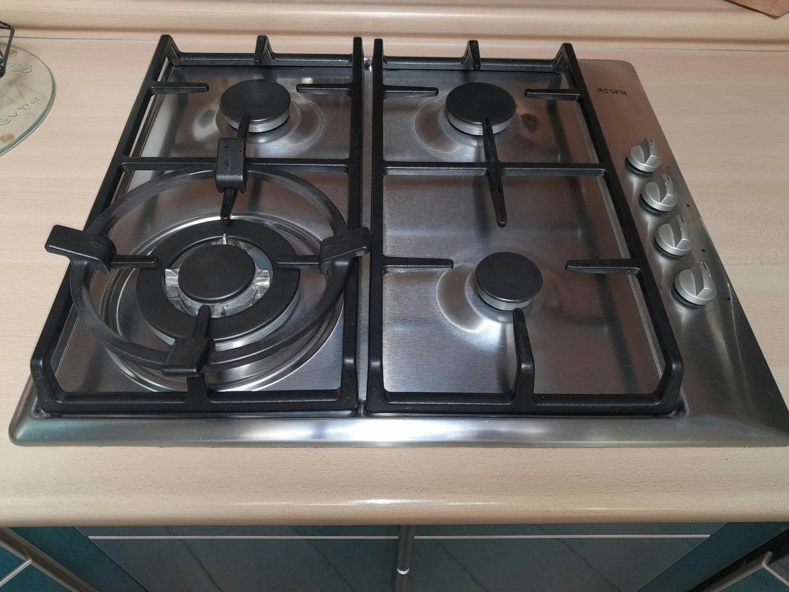 Bosch Inbouw Kookplaat Gas met Wok-pit (50x58 cm), Ophalen, Gebruikt, 4 kookzones, Inbouw